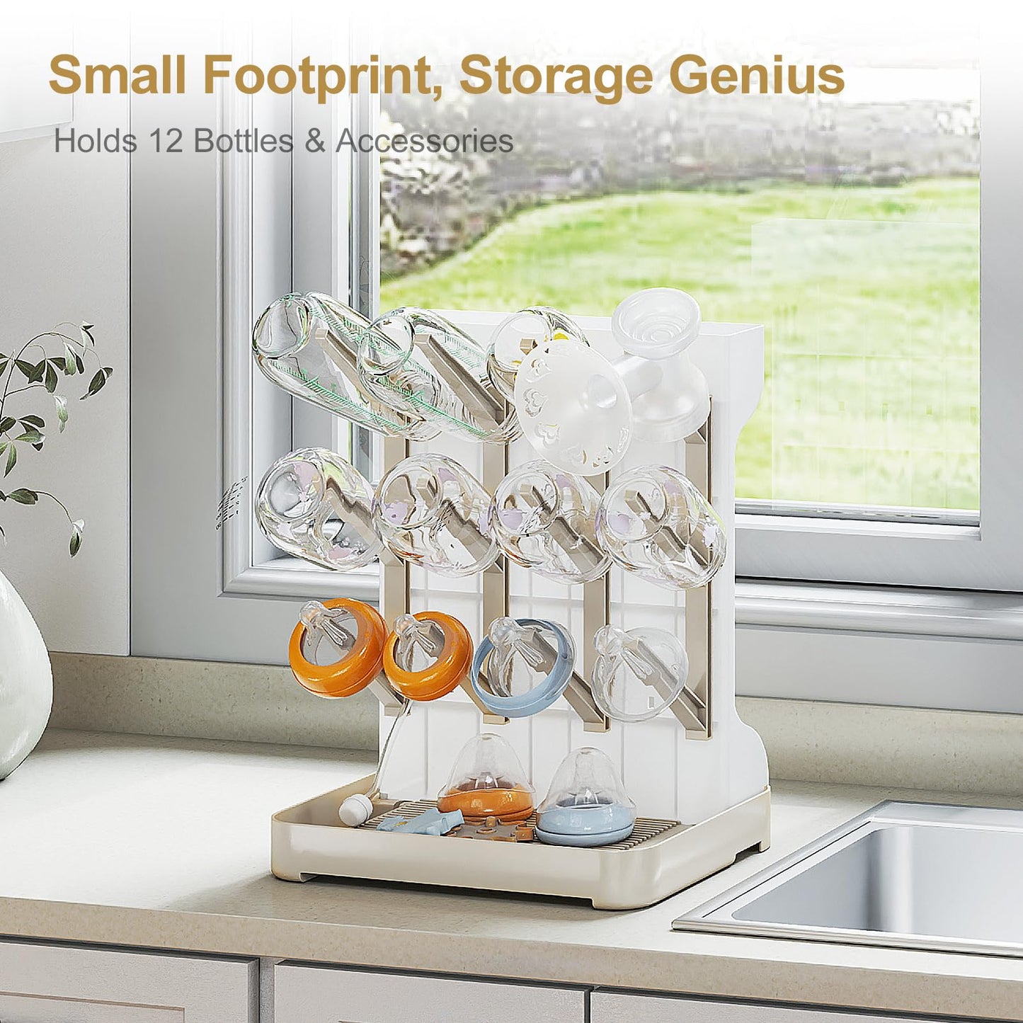 Flaschentrockner Halter – platzsparender Stand Arbeitsplatte Trockenständer für Babyflaschen