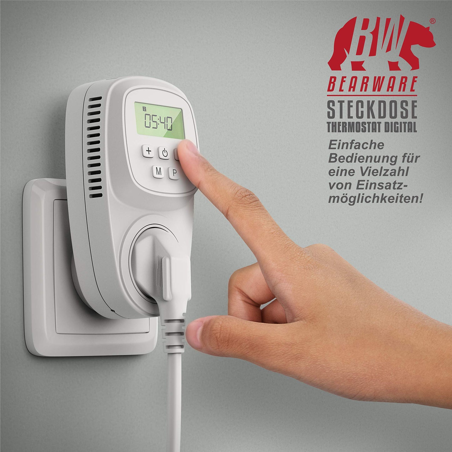 Digitales Heizkörper Thermostat - Steckdosenthermostat mit Temperaturregelung - für Heizung, Infrarotheizung, Heizlüfter