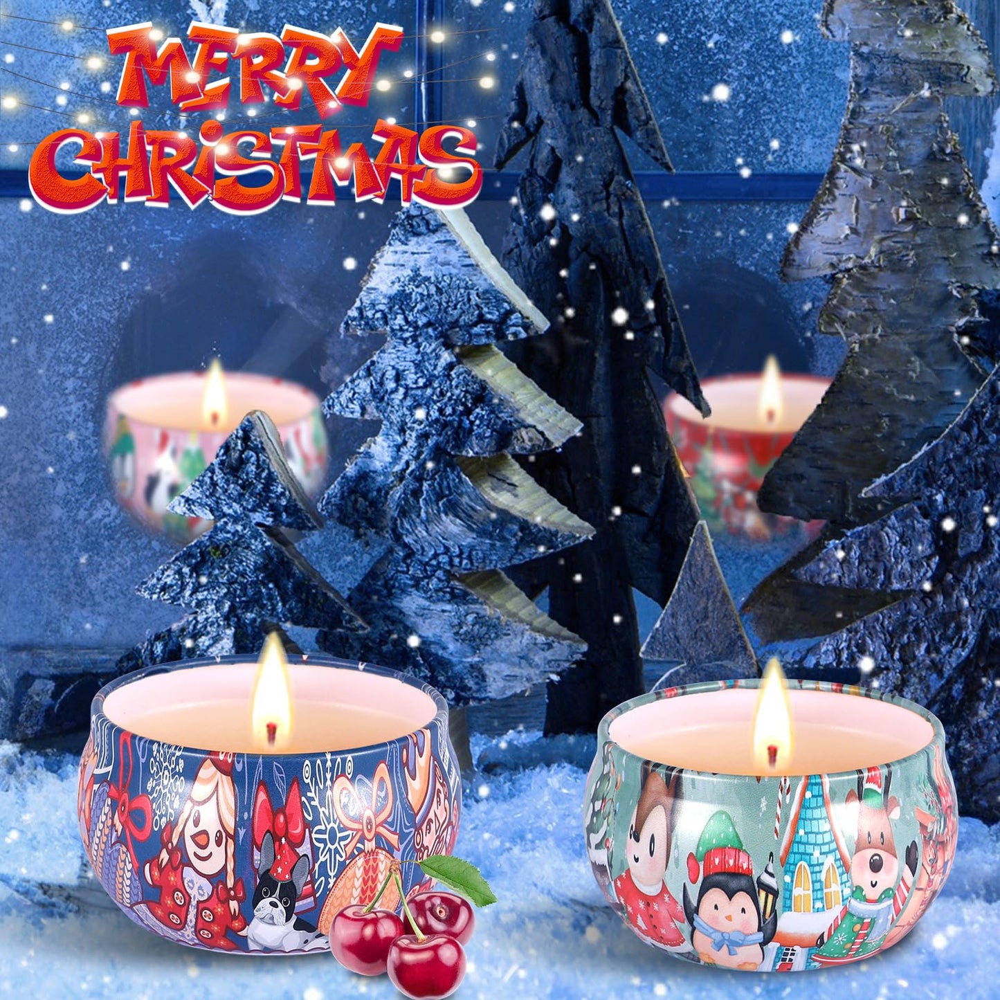 Duftkerze Set,12 Stück Christmas Scented Candle ,Natürliches Sojawachs Kerzen ,Aromatherapie Weihnachtskerzen Aroma für Stressabbau