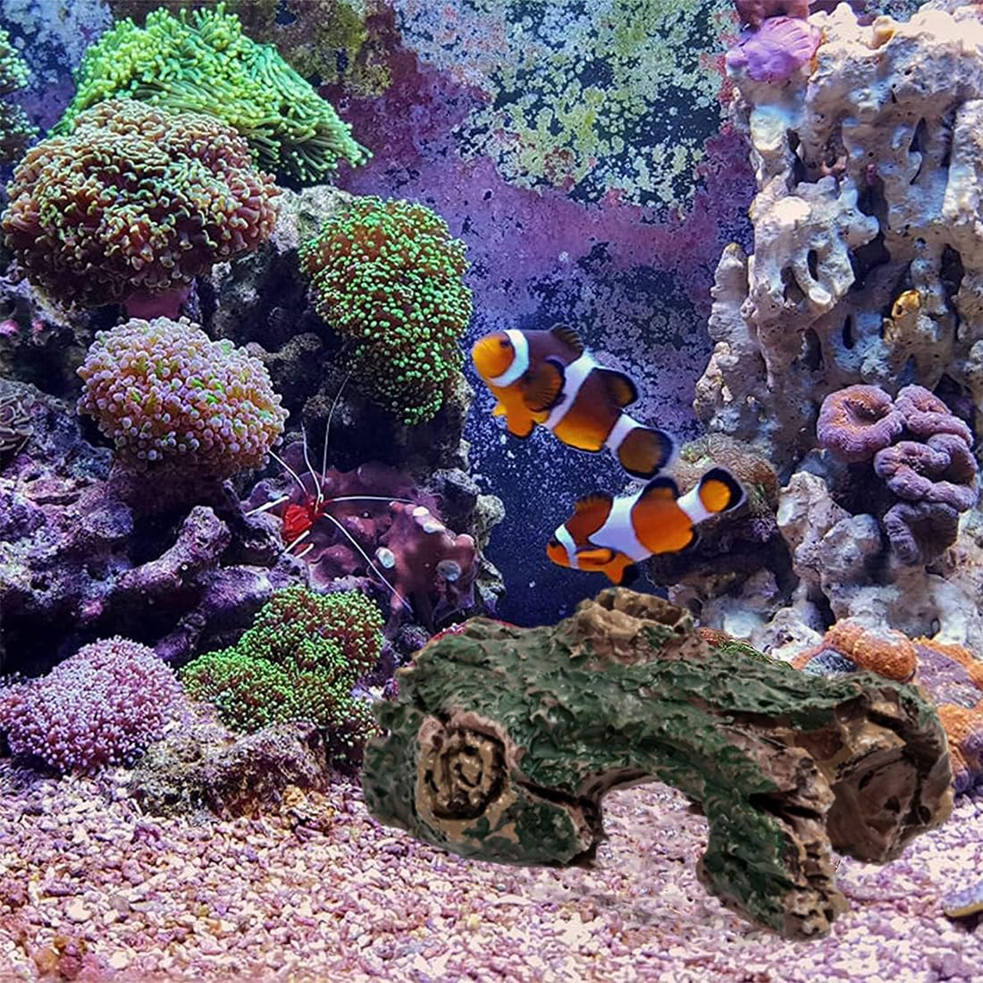 Pack of 3 Aquarium Decoration Tree Trunk, Simulation Moss Aquarium Decoration