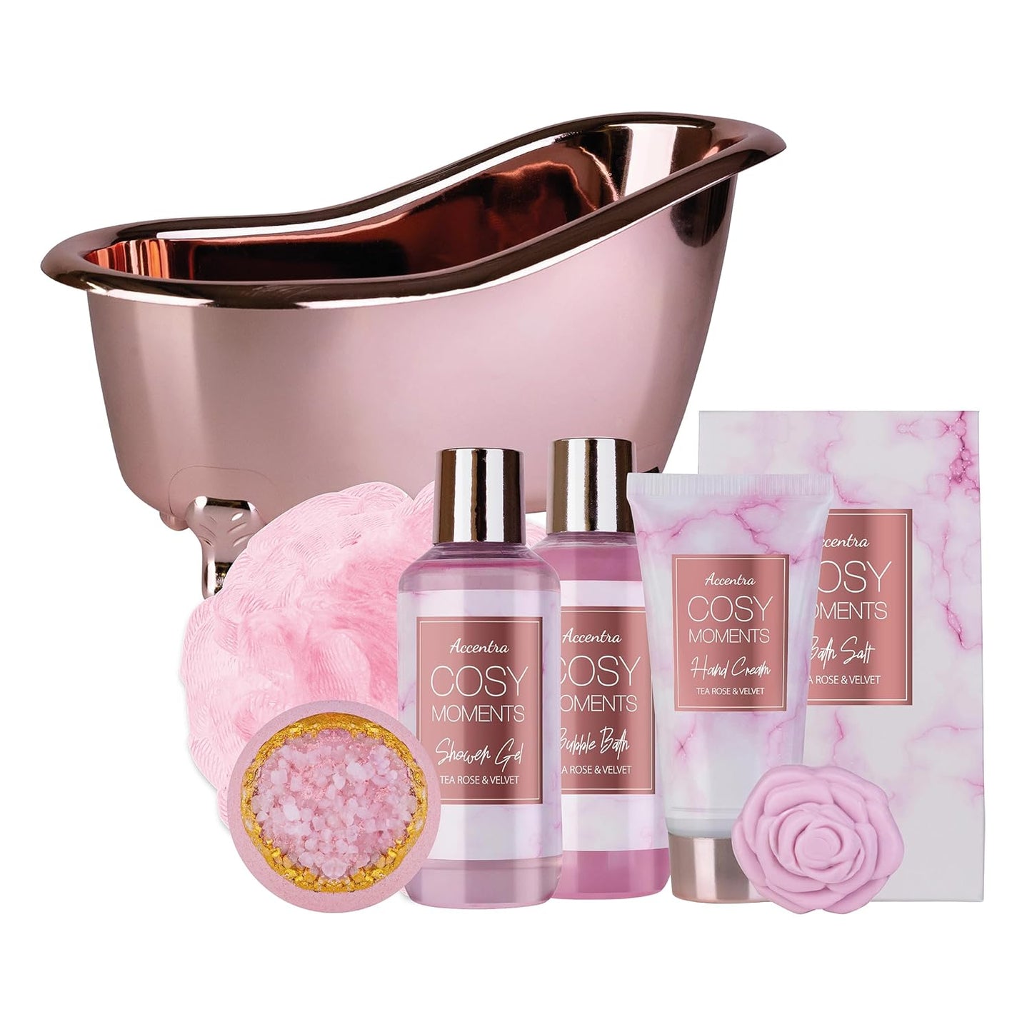 Accentra - COSY MOMENTS Bade- & Duschset in rosé - Geschenk Set zur Entspannung für Frauen zum Geburtstag