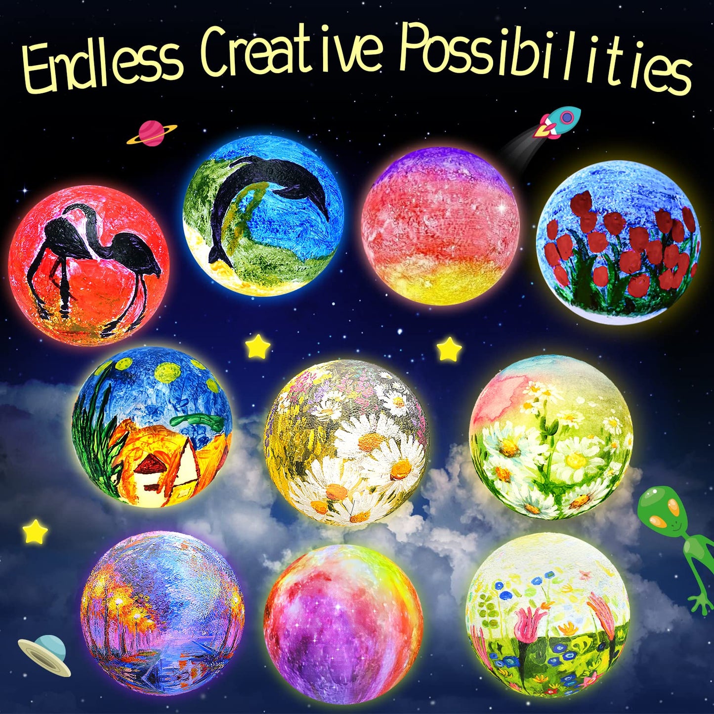 Balkwan Moon Lamp 3D Print - Dimmable USB Charging Touch Lamp for Children and Lovers - Romantic Gift for Birthday and Bedroom (3.5 Inch)