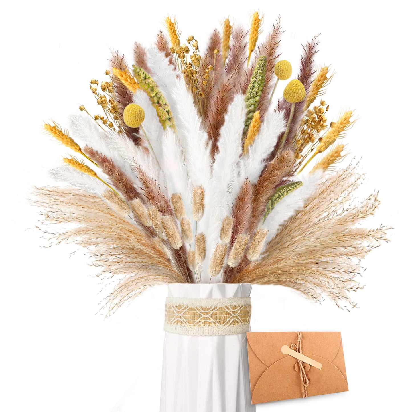 Pampasgras Getrocknet - Natürliche, Braun, Trockenblumen Strauß Dried Flowers, für Heim Decor