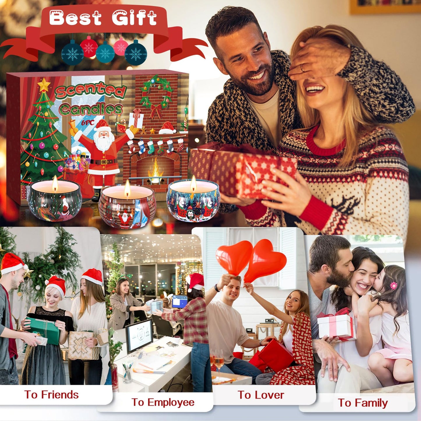 Duftkerze Set,12 Stück Christmas Scented Candle ,Natürliches Sojawachs Kerzen ,Aromatherapie Weihnachtskerzen Aroma für Stressabbau