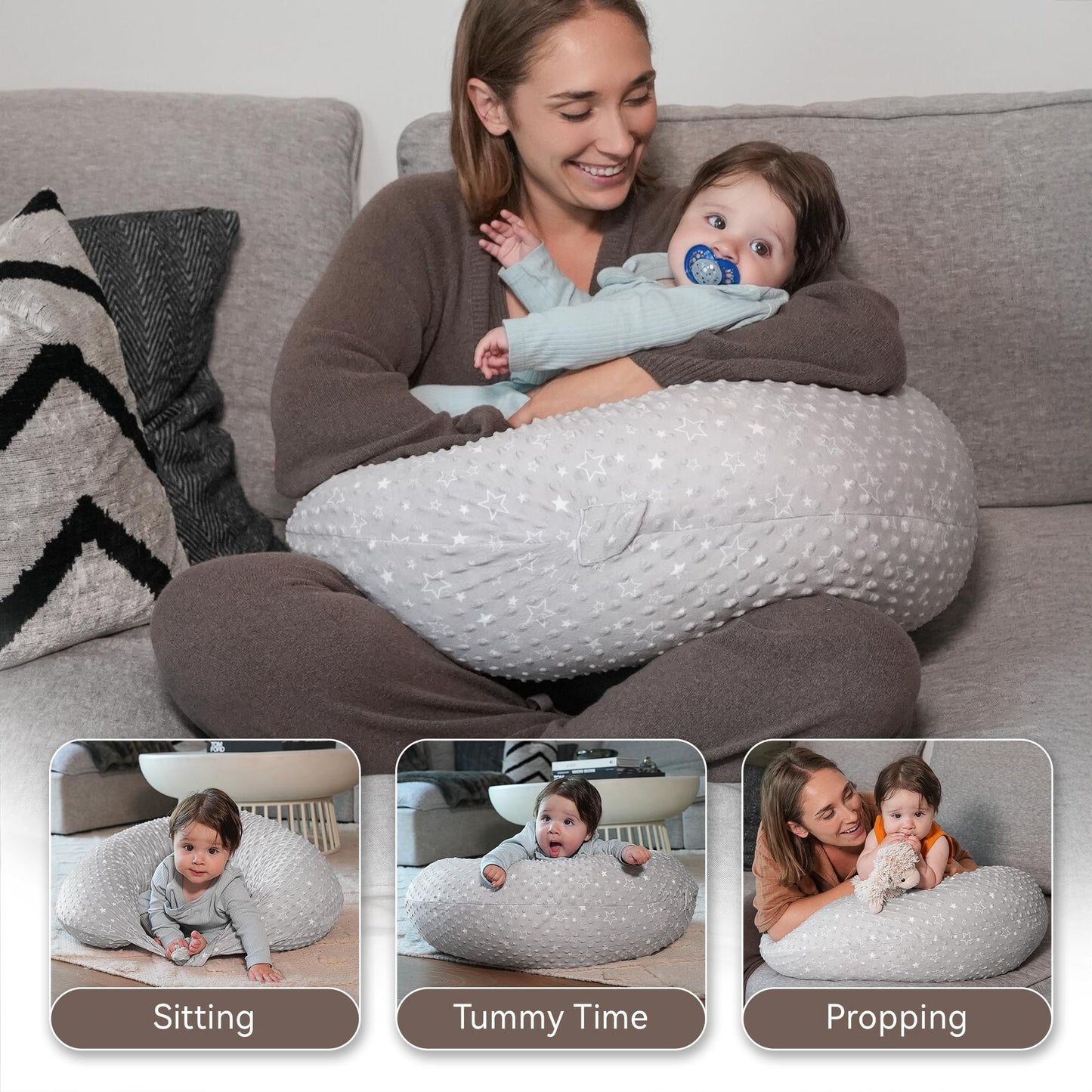 Nursing Pillow, Versatile Plus Size Positioning Pillow, Pregnancy Pillow for Baby and Adults, Side Sleeper Pillow with Washable