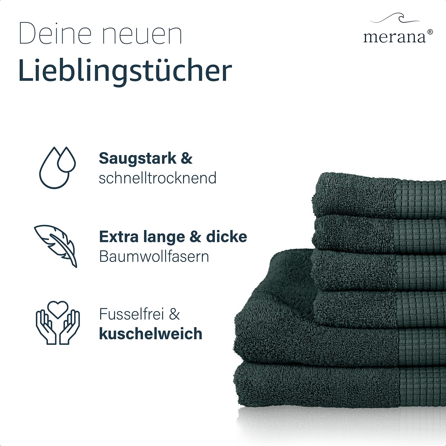 Merana Rome Handtuch Set | saugstark, weich und fusselfrei | Frottier Luxus Qualität | 100% Baumwolle | Oeko-TEX | 4 x Gästetücher (30x50cm))