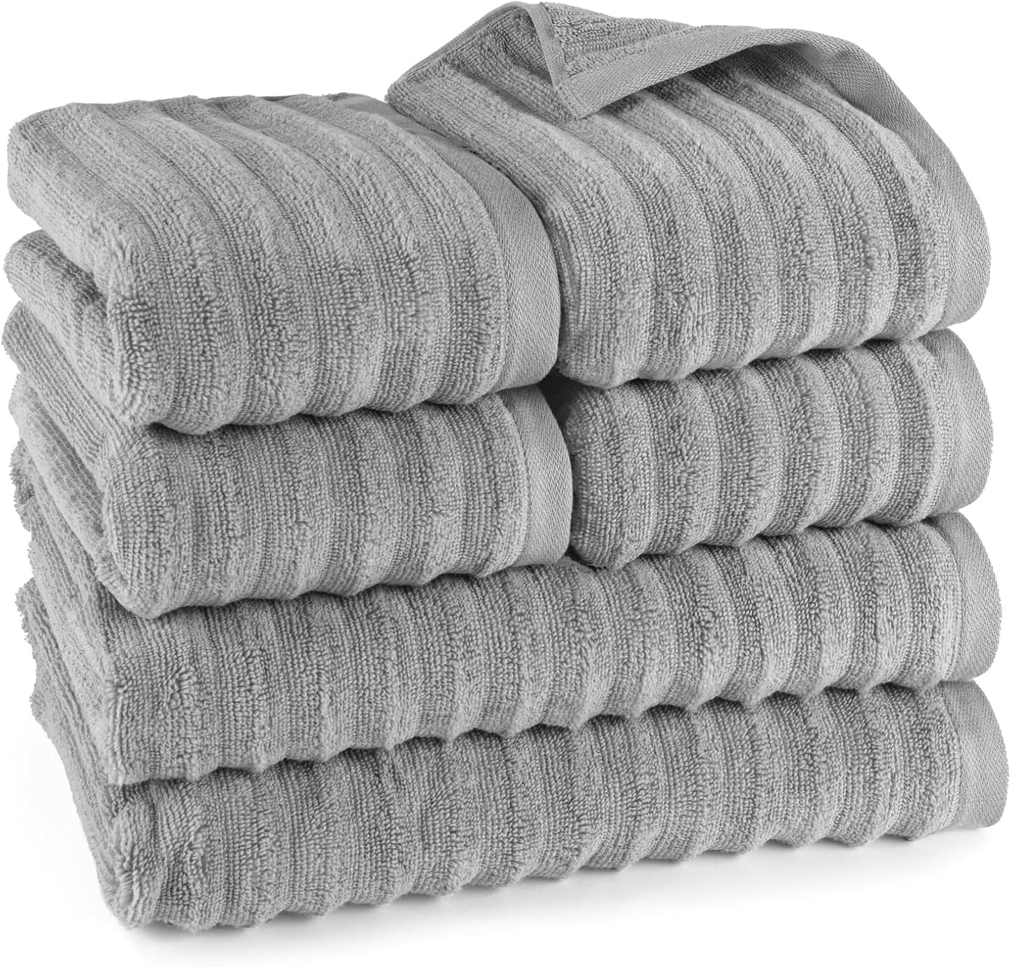 Pure Label 6-Piece Hand Towel Set with Hanging Loops Made of 100% Cotton, Absorbent and Soft, 2 x Bath Towels (70 x 140 cm), 2 x Hand Towels (50 x 100 cm), 2 x Guest Towels (30 x 50 cm),