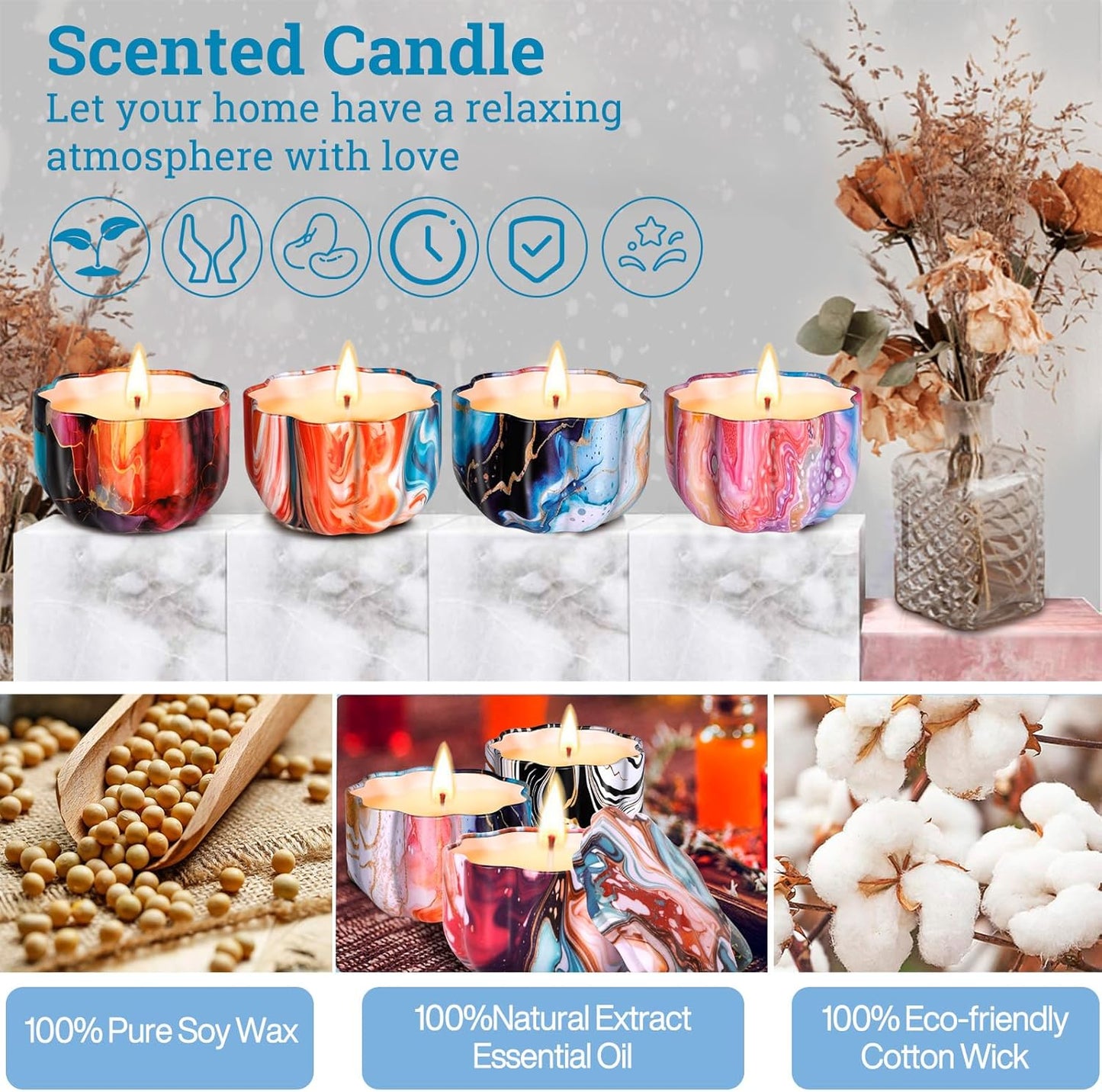 Scented Candles Gifts 12 Pieces Aromatherapy Candles Set