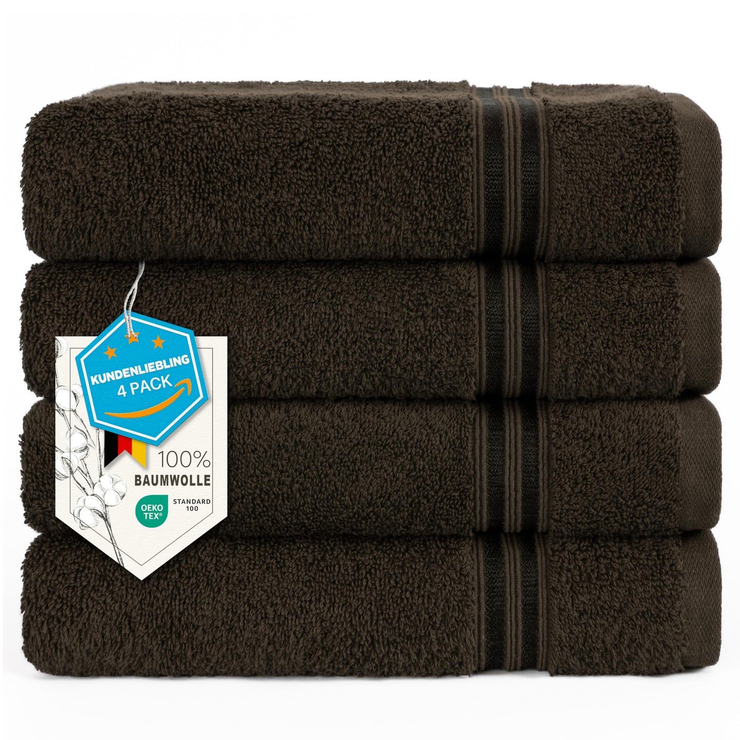 6-Piece Hand Towel Set, 100% Cotton, Soft, Absorbent, Quality Hand Towels Set, 2 Bath Towels 70 x 140 cm, 4 Hand Towels 50 x 100 cm, White