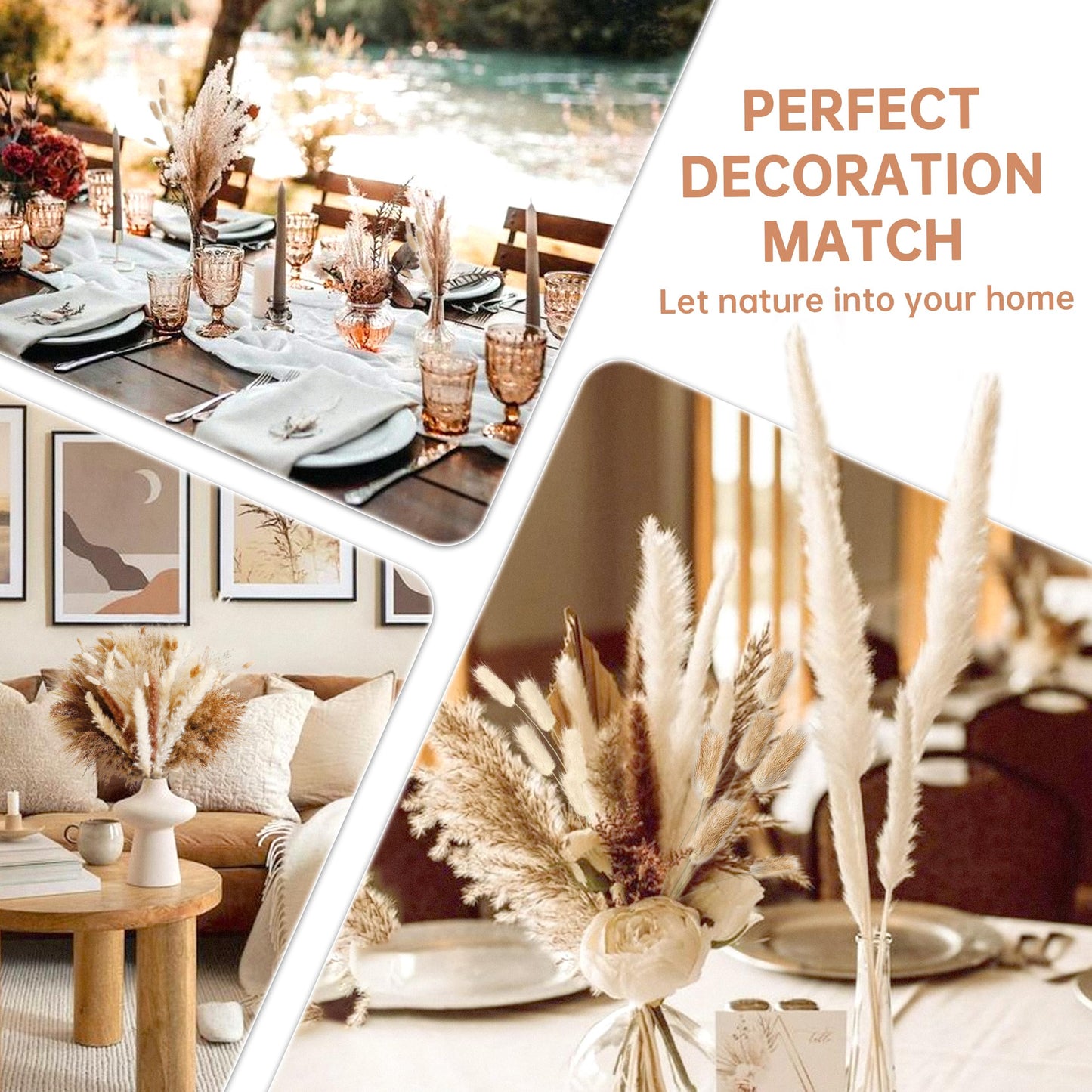 Pampasgras Getrocknet - Natürliche, Braun, Trockenblumen Strauß Dried Flowers, für Heim Decor