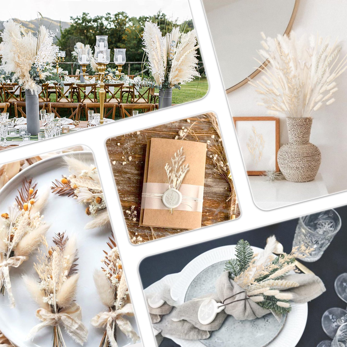 Pampasgras Getrocknet - Natürliche, Braun, Trockenblumen Strauß Dried Flowers, für Heim Decor