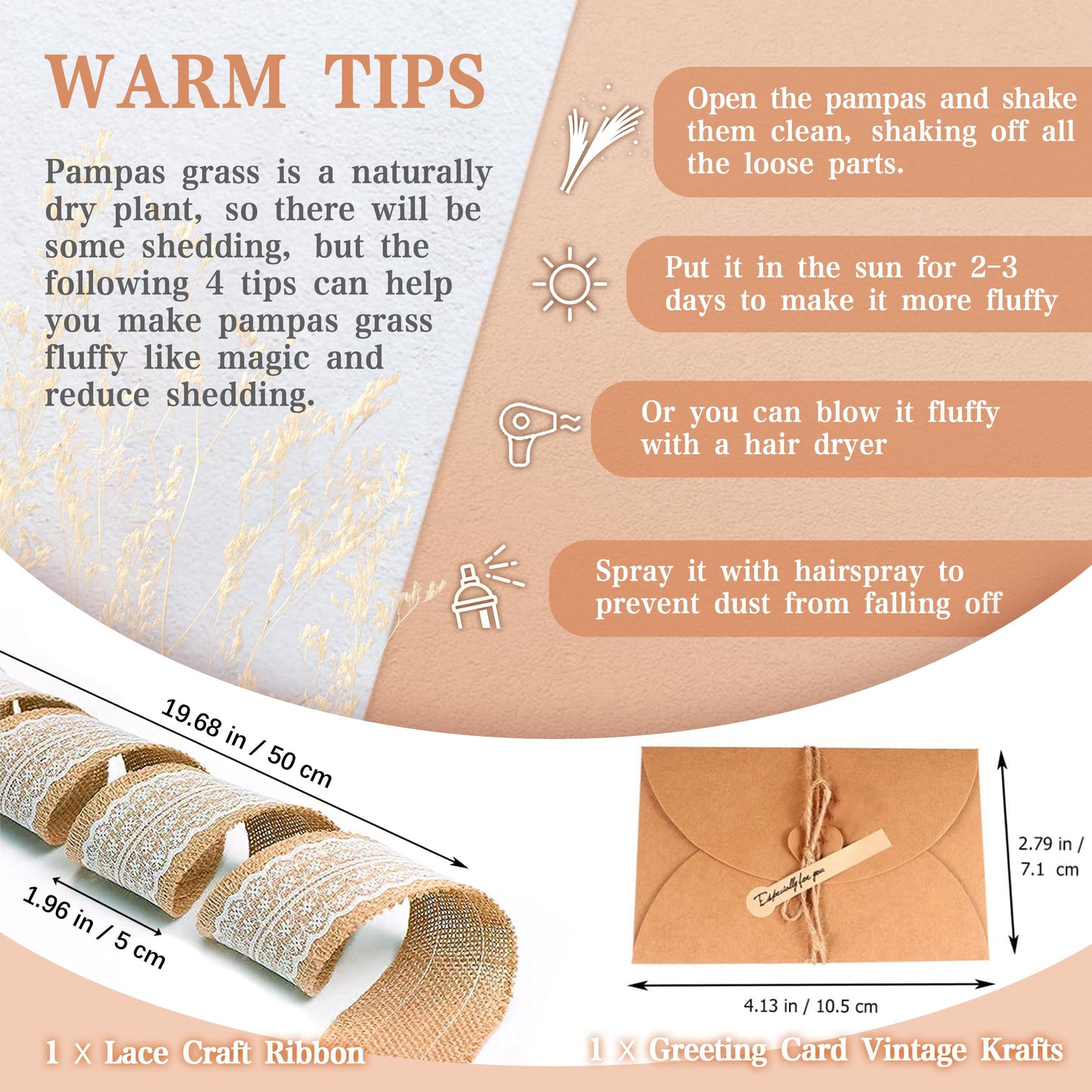 Pampasgras Getrocknet - Natürliche, Braun, Trockenblumen Strauß Dried Flowers, für Heim Decor