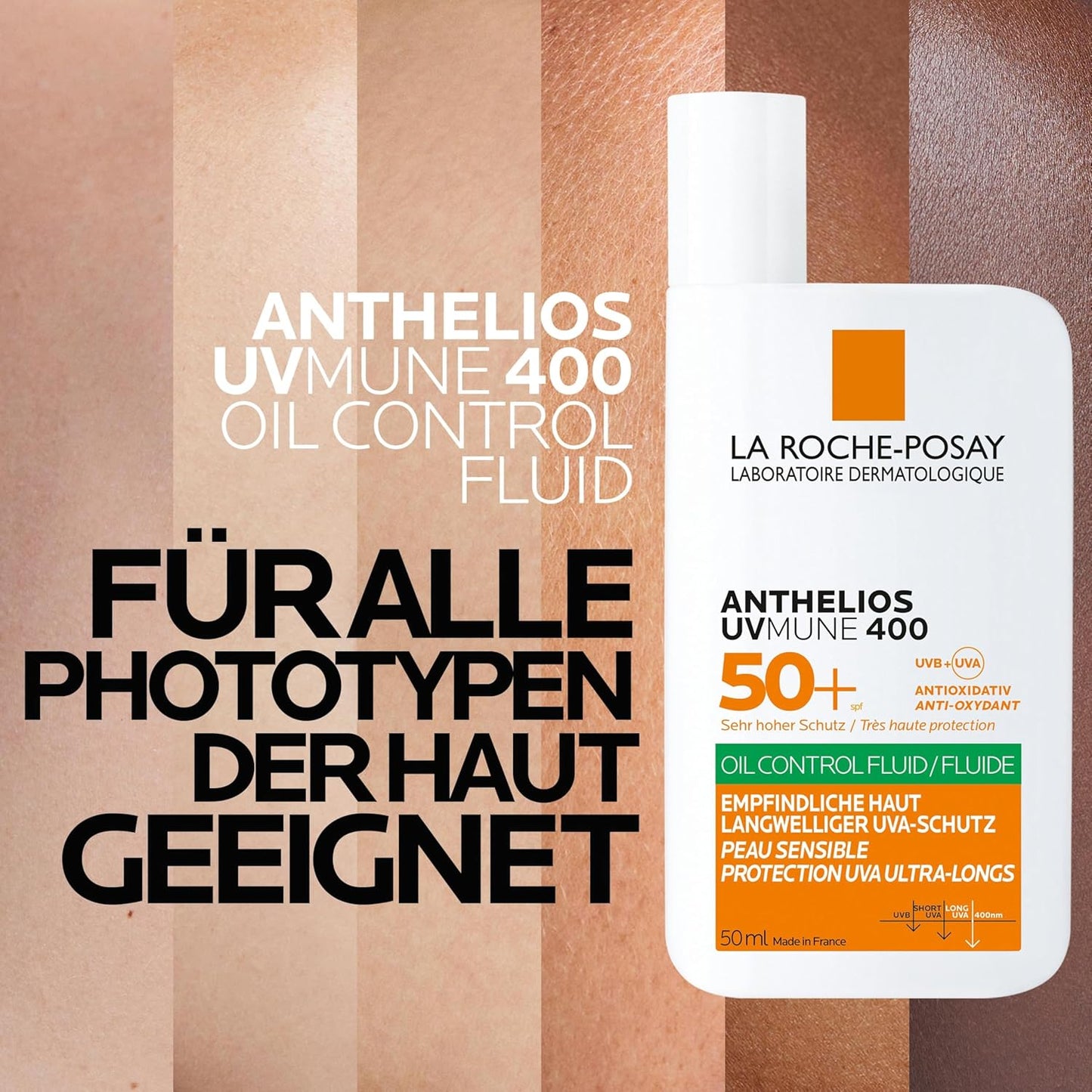 La Roche Posay Sonnenfluid, Für das Gesicht und ölige Haut, Transparent und mattierend, Mit Airlicium-Technologie, Ohne Duftstoffe