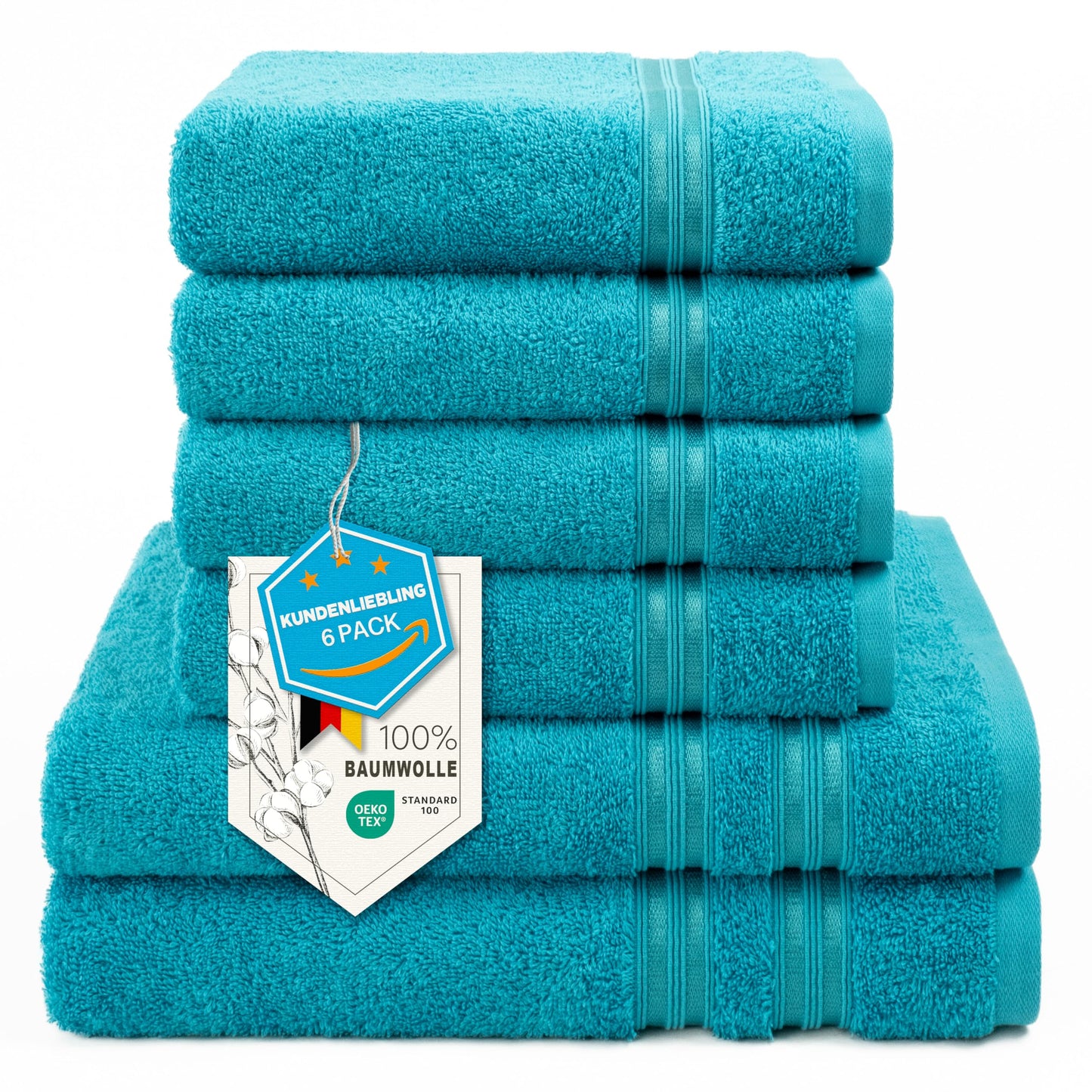 6-Piece Hand Towel Set, 100% Cotton, Soft, Absorbent, Quality Hand Towels Set, 2 Bath Towels 70 x 140 cm, 4 Hand Towels 50 x 100 cm, White