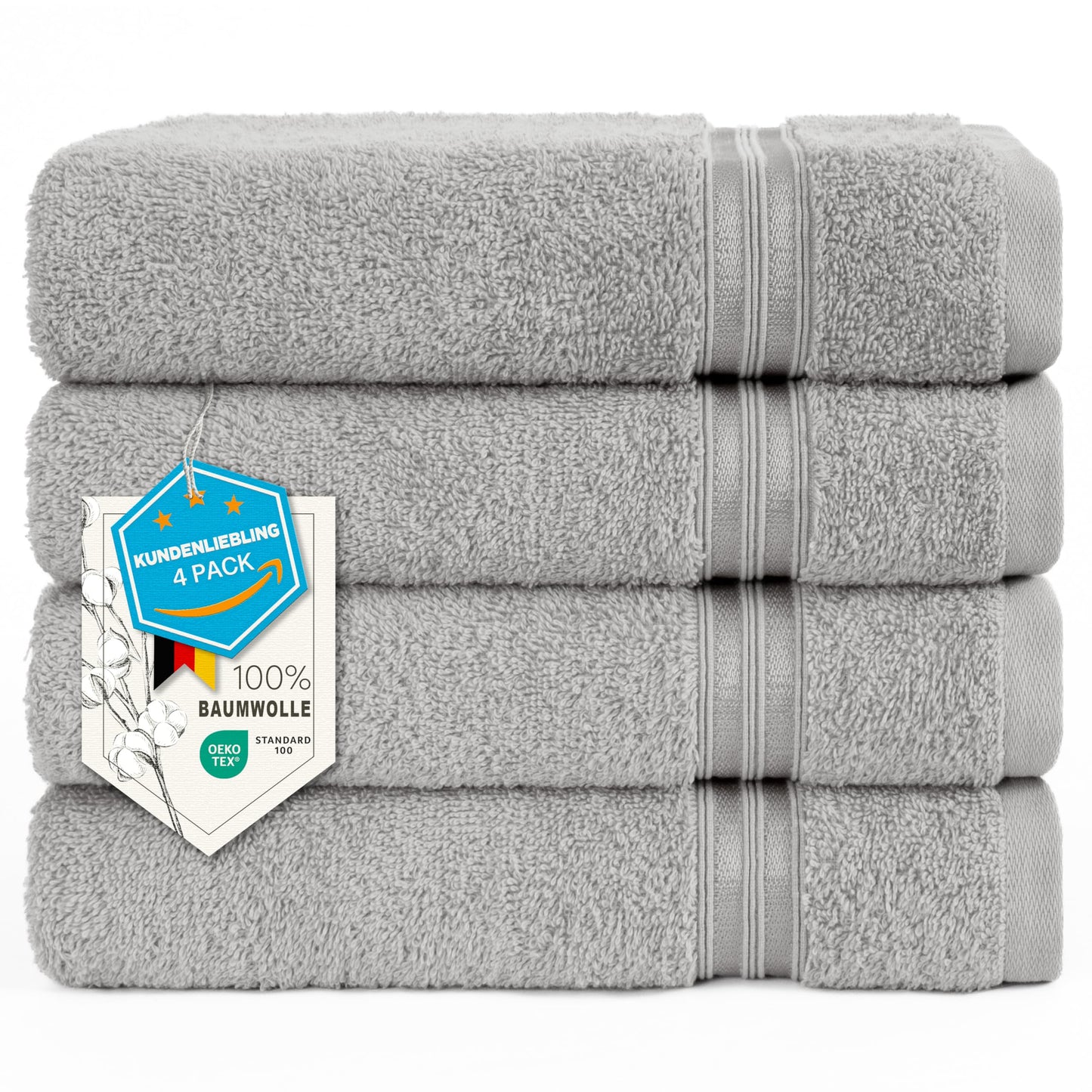 6-Piece Hand Towel Set, 100% Cotton, Soft, Absorbent, Quality Hand Towels Set, 2 Bath Towels 70 x 140 cm, 4 Hand Towels 50 x 100 cm, White
