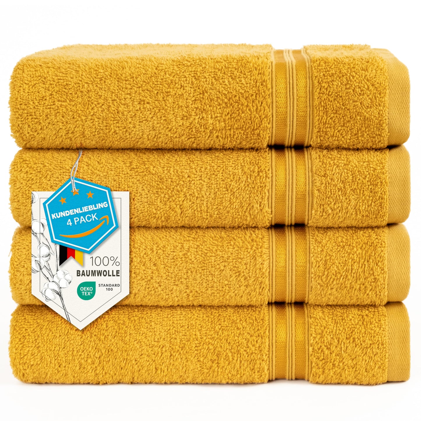 6-Piece Hand Towel Set, 100% Cotton, Soft, Absorbent, Quality Hand Towels Set, 2 Bath Towels 70 x 140 cm, 4 Hand Towels 50 x 100 cm, White