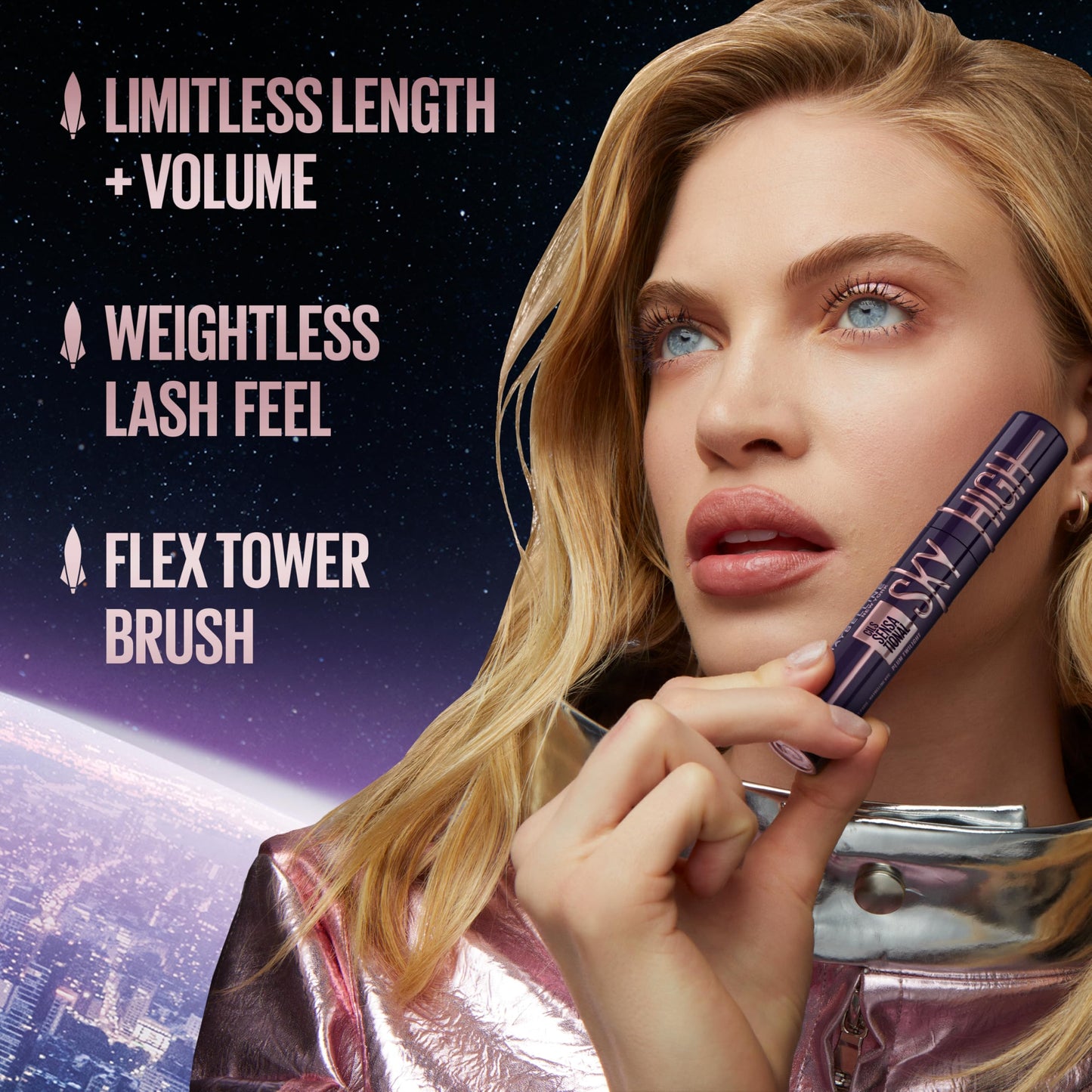 Maybelline New York Sky High Schwarze Wimperntusche für extrem lange Wimpern und Volumen, Sky High Mascara