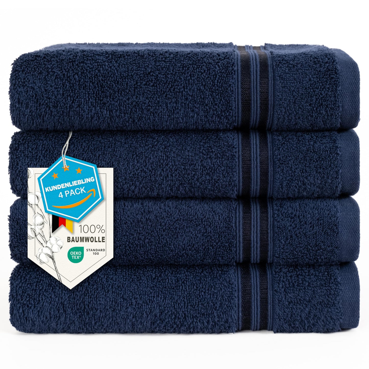 6-Piece Hand Towel Set, 100% Cotton, Soft, Absorbent, Quality Hand Towels Set, 2 Bath Towels 70 x 140 cm, 4 Hand Towels 50 x 100 cm, White