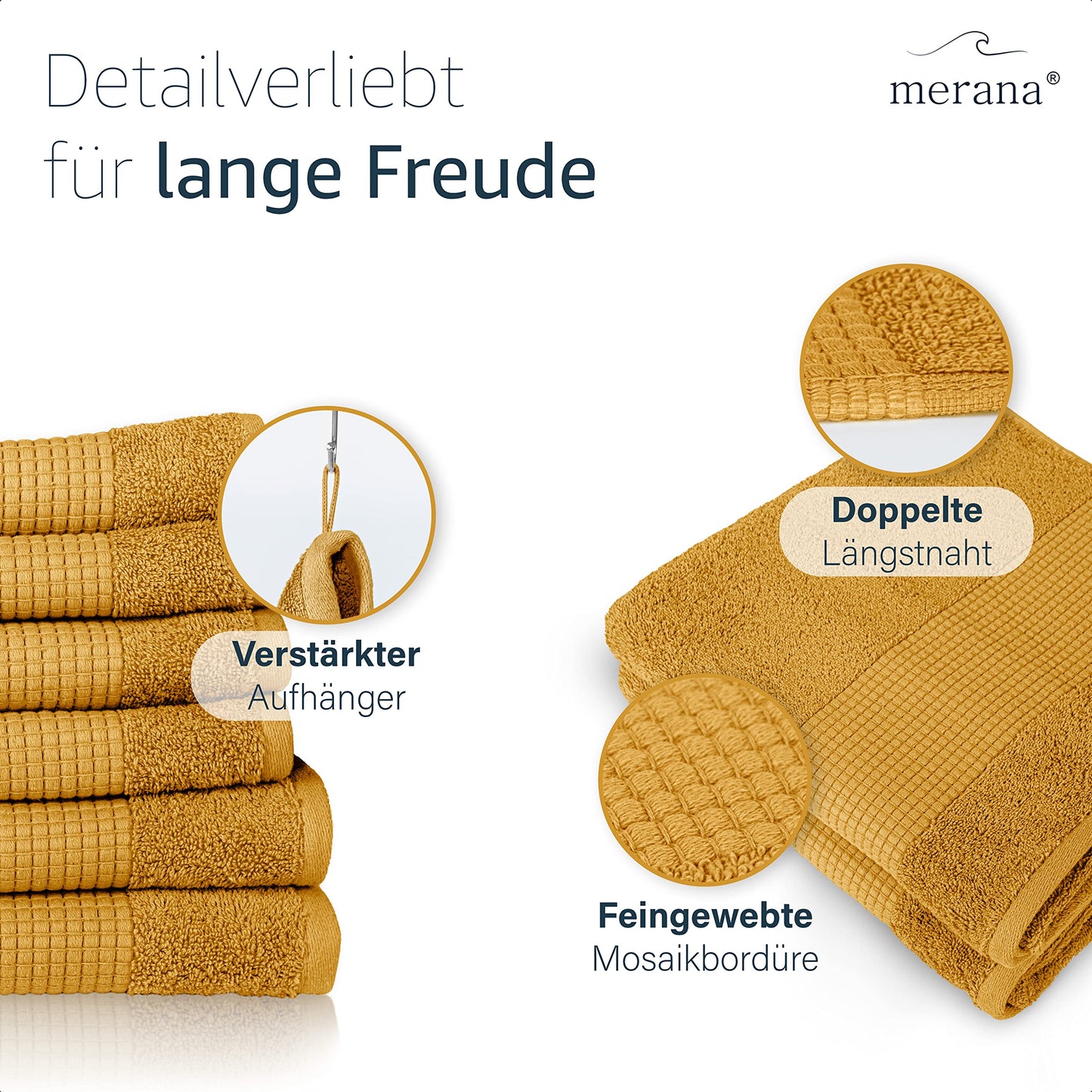 Merana Rome Handtuch Set | saugstark, weich und fusselfrei | Frottier Luxus Qualität | 100% Baumwolle | Oeko-TEX | 4 x Gästetücher (30x50cm))