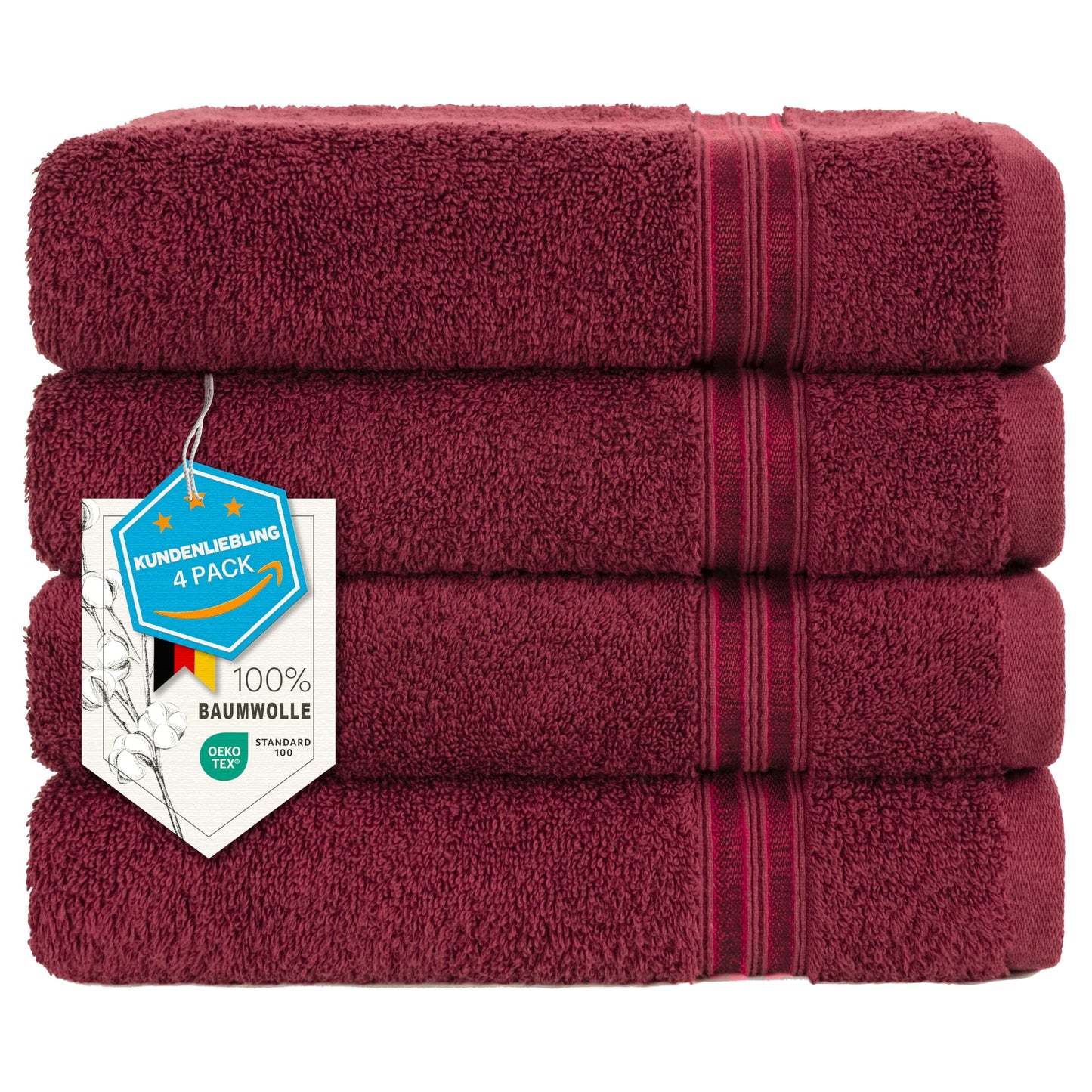 6-Piece Hand Towel Set, 100% Cotton, Soft, Absorbent, Quality Hand Towels Set, 2 Bath Towels 70 x 140 cm, 4 Hand Towels 50 x 100 cm, White