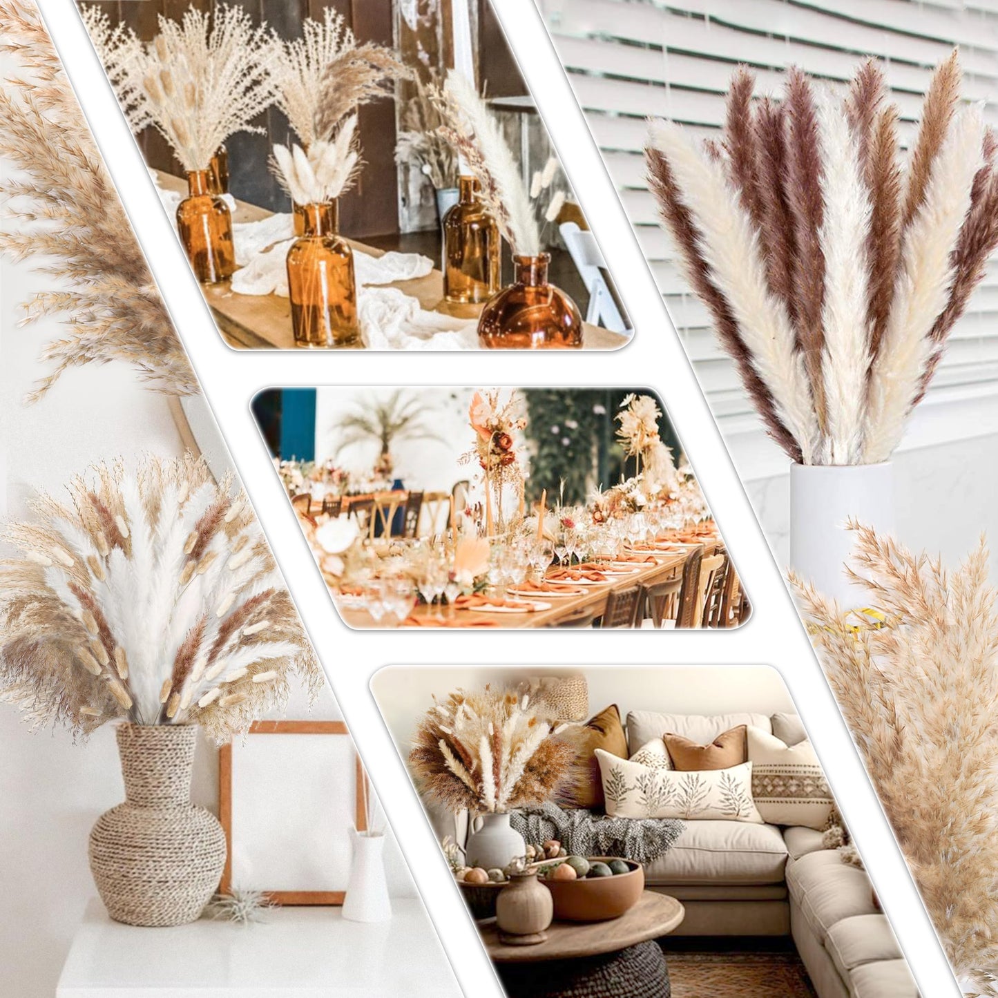 Pampasgras Getrocknet - Natürliche, Braun, Trockenblumen Strauß Dried Flowers, für Heim Decor