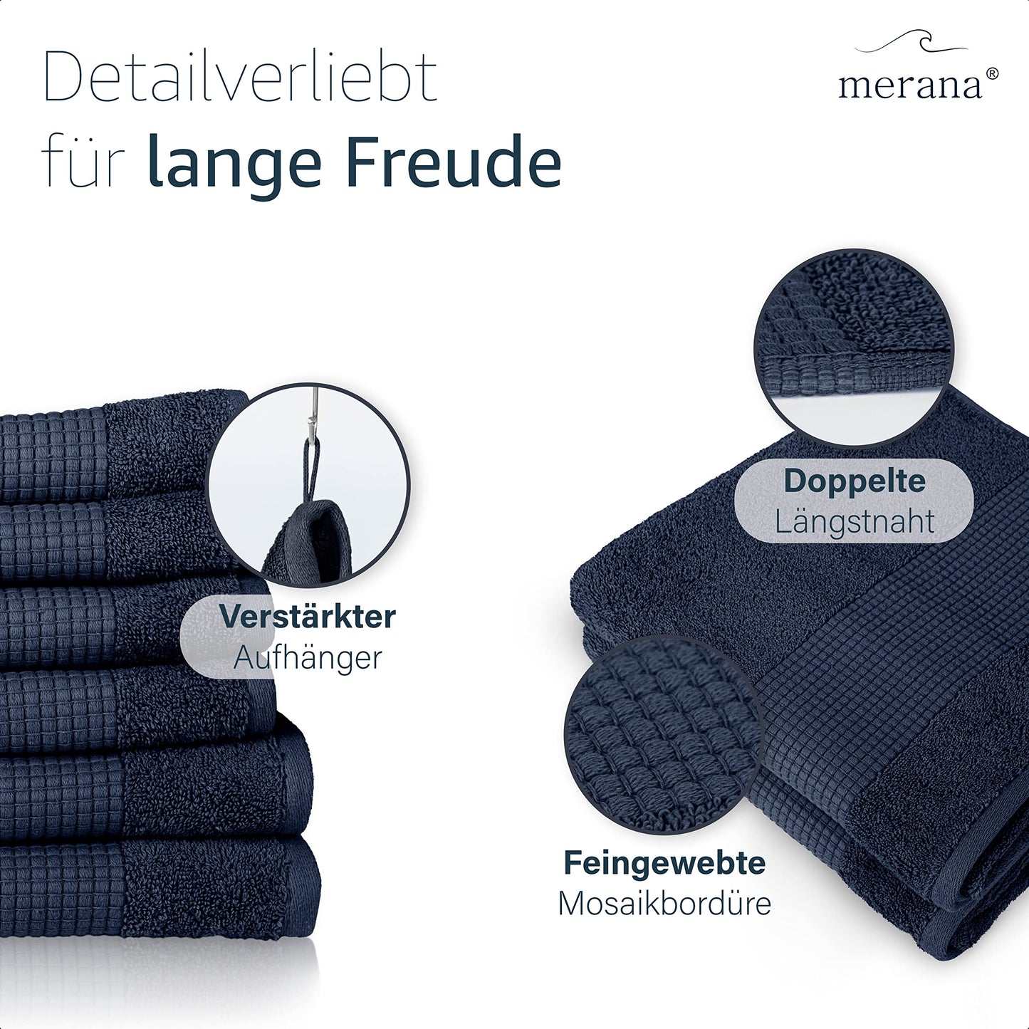 Merana Rome Handtuch Set | saugstark, weich und fusselfrei | Frottier Luxus Qualität | 100% Baumwolle | Oeko-TEX | 4 x Gästetücher (30x50cm))