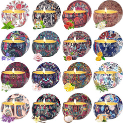 Scented Candle for Women, Scented Candles Gifts, Pack of 16 Scented Candles in Glass, 180 Hours, 100% Soy Wax