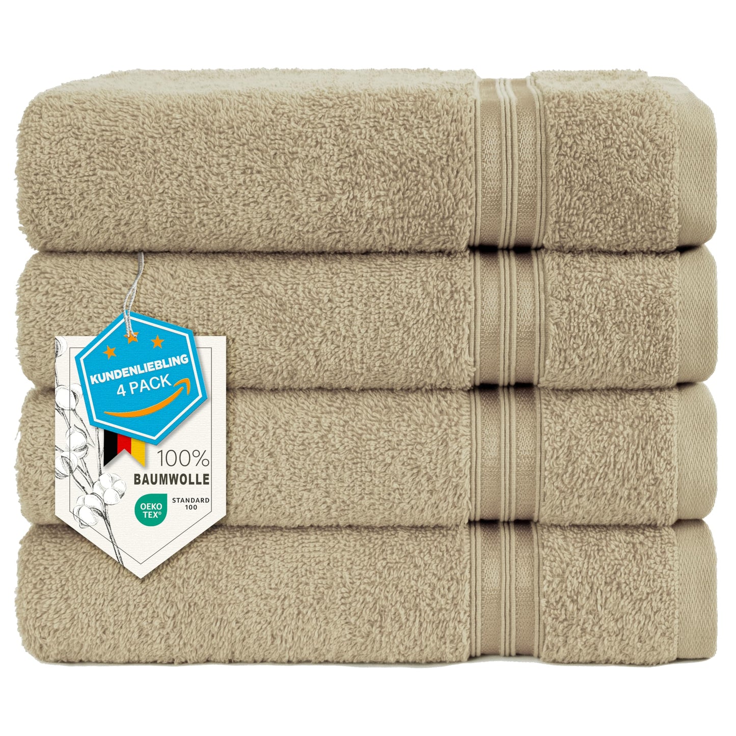 6-Piece Hand Towel Set, 100% Cotton, Soft, Absorbent, Quality Hand Towels Set, 2 Bath Towels 70 x 140 cm, 4 Hand Towels 50 x 100 cm, White