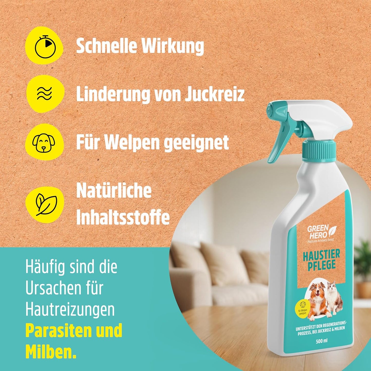 Green Hero Pet Grooming for Dogs and Cats Skin Care for Itching