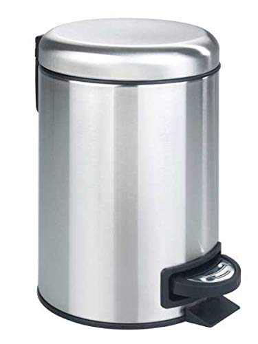 WENKO Leman Cosmetic Pedal Bin Matte Gold 3 L – Cosmetic Bin, Rubbish Bin with Anti-Fingerprint Capacity: 3 litres, stainless steel, 17 x 25 x 22.5 cm, gold