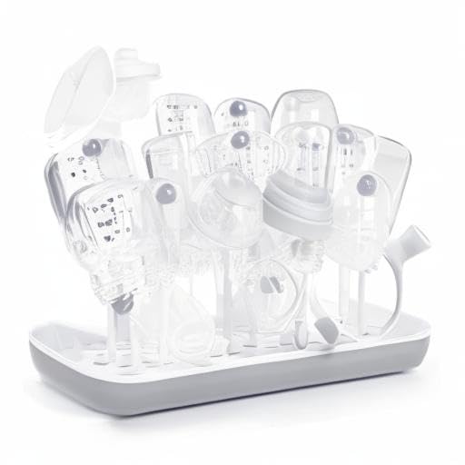 Trockenständer Babyflaschen, Abtropfgestell für Babyflaschen, Flaschen, grauSaugern