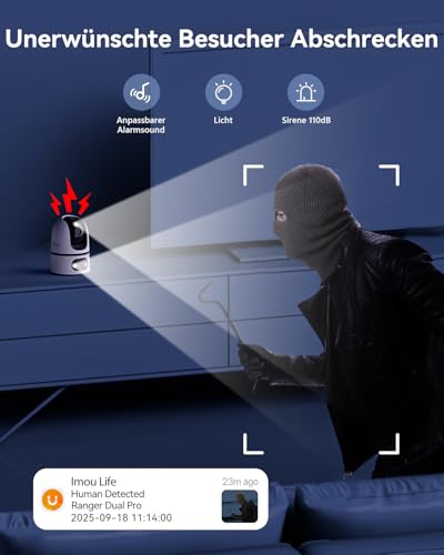 Imou 2K + 2K Dual Cameras Indoor Surveillance with Human/Animal, 2.4/5GHz WLAN 360° PTZ Indoor Surveillance Camera, Colour Night Vision, Smart Tracking, 2-Way Audio, Siren, Private Mode, Ideal for