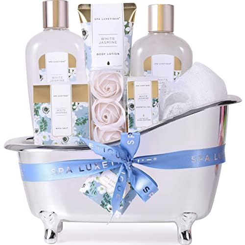 SPA LUXETIQUE Wellness Set für Frauen - 8tlg Rosenduft Bade Geschenkset für Frauen, Geburtstagsgeschenk Beauty Set mit Deko Badewanne