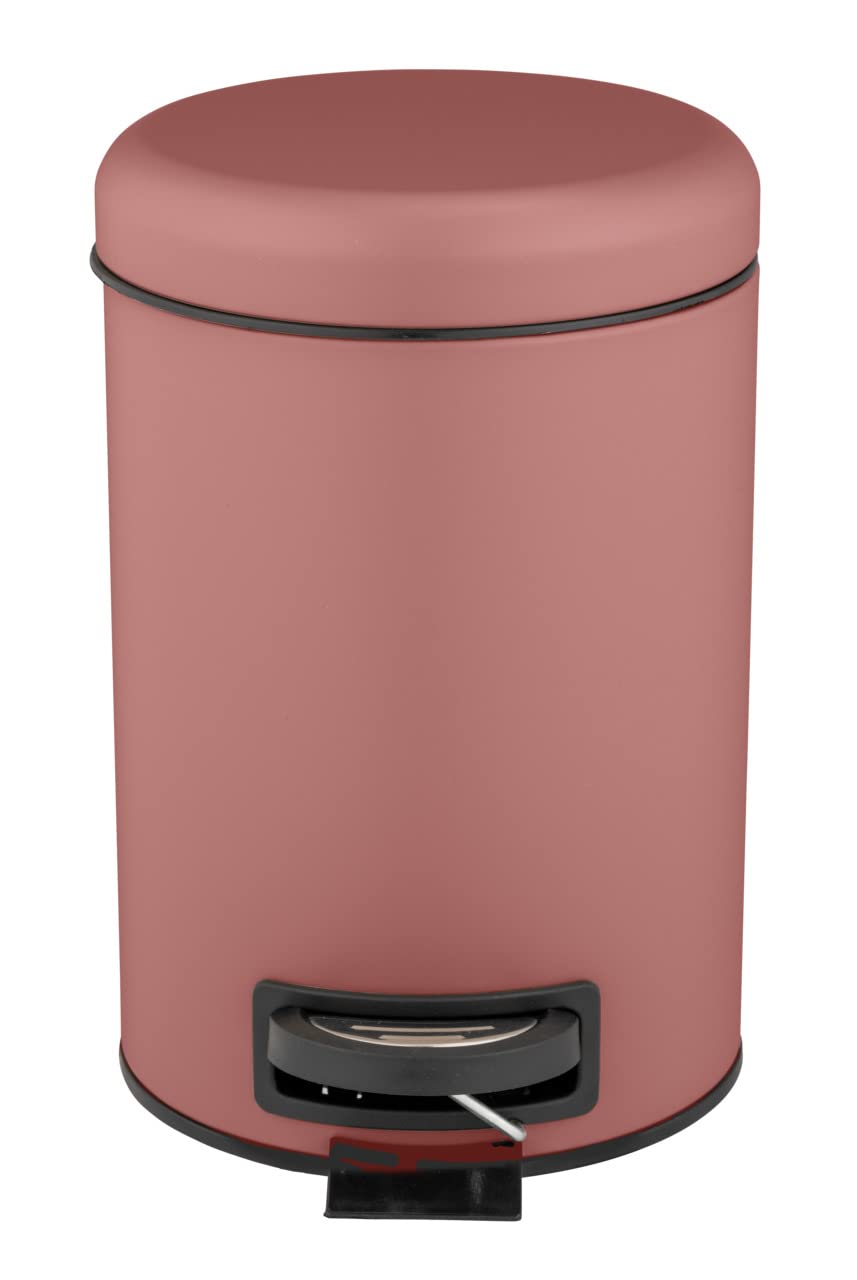 WENKO Leman Cosmetic Pedal Bin Matte Gold 3 L – Cosmetic Bin, Rubbish Bin with Anti-Fingerprint Capacity: 3 litres, stainless steel, 17 x 25 x 22.5 cm, gold
