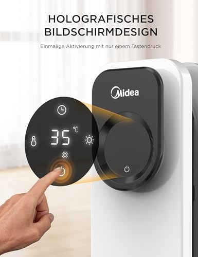 2300W 11 Rippen tragbarer Elektroheizer mit Drehknopfregelung und einstellbarem Thermostat, 3 Heizstufen, Kipp- und Überhitzungsschutz, ultra-leise im Büro & Zuhause