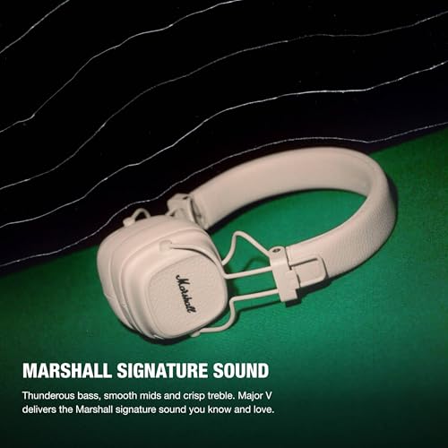 Marshall Major V Bluetooth Headphones, 100 Hours Playtime - Black