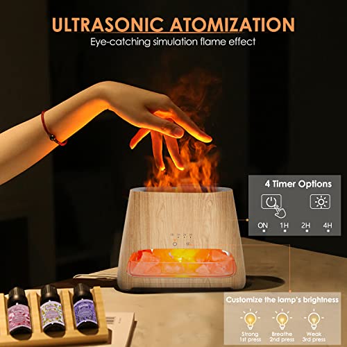 2-in-1 Aroma Diffuser & Salt Range Pakistan Light, Flame Effect for Essential Oils, Humidifier with 3 Brightness, 150 ml