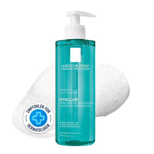 La Roche Posay Micro Exfoliating Cleansing Gel for Face and Body, for Blemished Oily Skin, Gently Exfoliating, with LHA, Salicylic Acid, Glycerine and Zinc, 400 ml