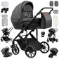 Reenborn 3-in-1 Pushchair, Buggy with Two Reversible Sliding Modes, Pushchair with Frame Aluminium Alloy, Baby Pram, 3-in-1 Complete Set with One-Click Folding Design