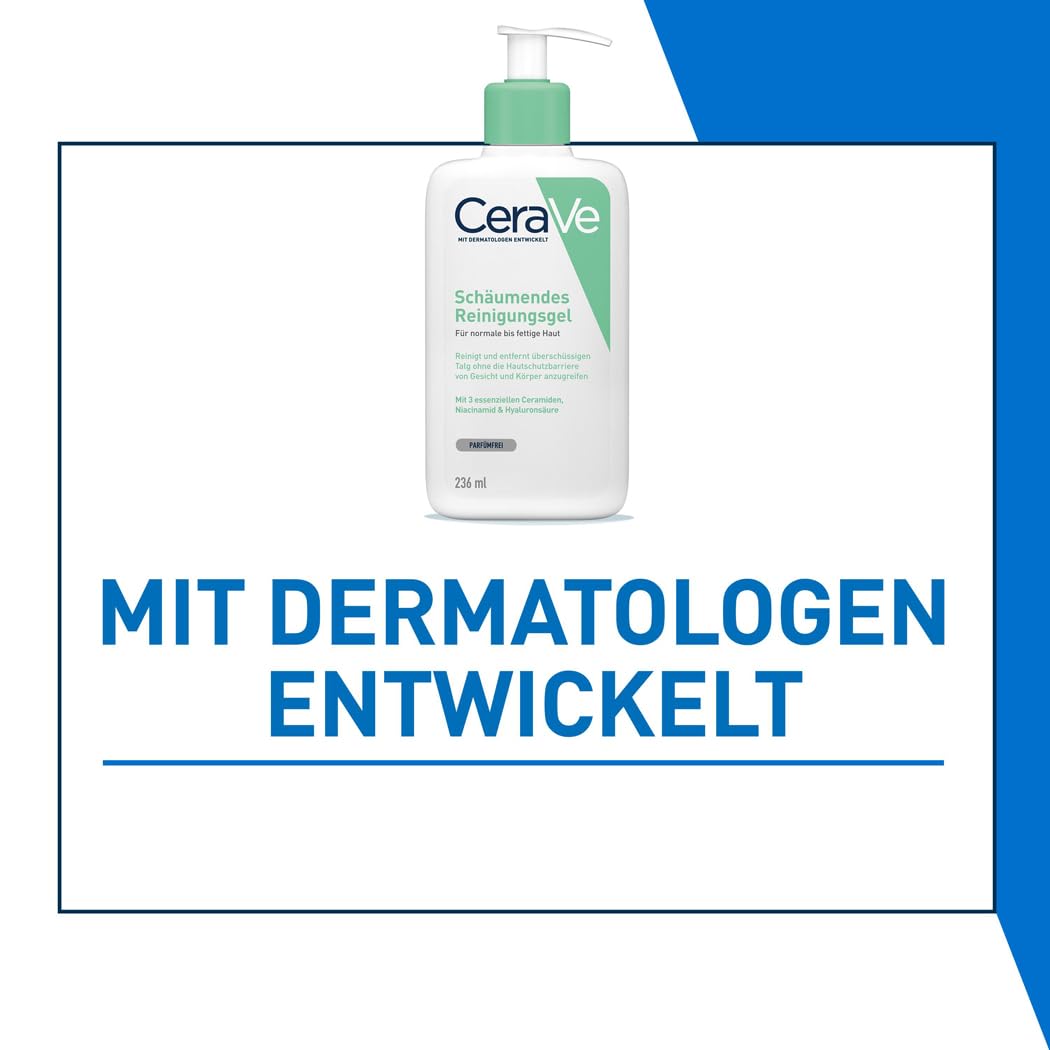 CeraVe Schäumendes Reinigungsgel und Feuchtigkeitslotion, Mit Hyaluronsäure, Für Gesicht und Körper, Ohne Duftstoffe, Auch bei Neurodermitis und Allergien, 473 ml + 88 ml