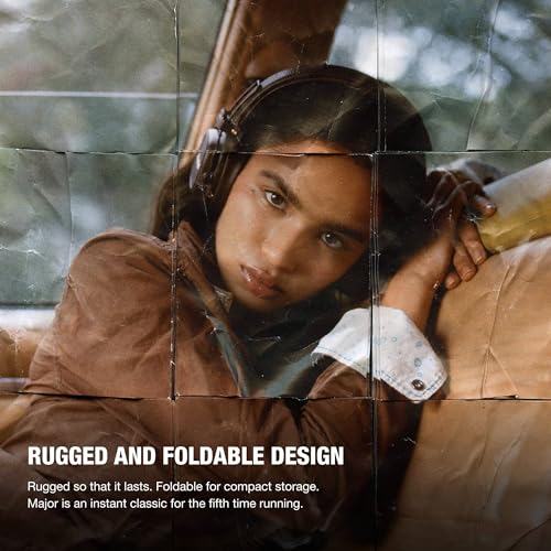 Marshall Major V Bluetooth Headphones, 100 Hours Playtime - Black