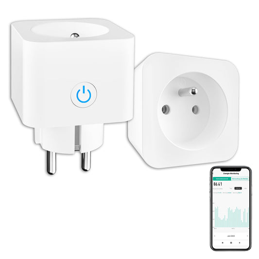 WLAN Smart Steckdose 16A Stromverbrauch Messen kompatibel mit Alexa/Google Home, Kinderschutz, Smart Life