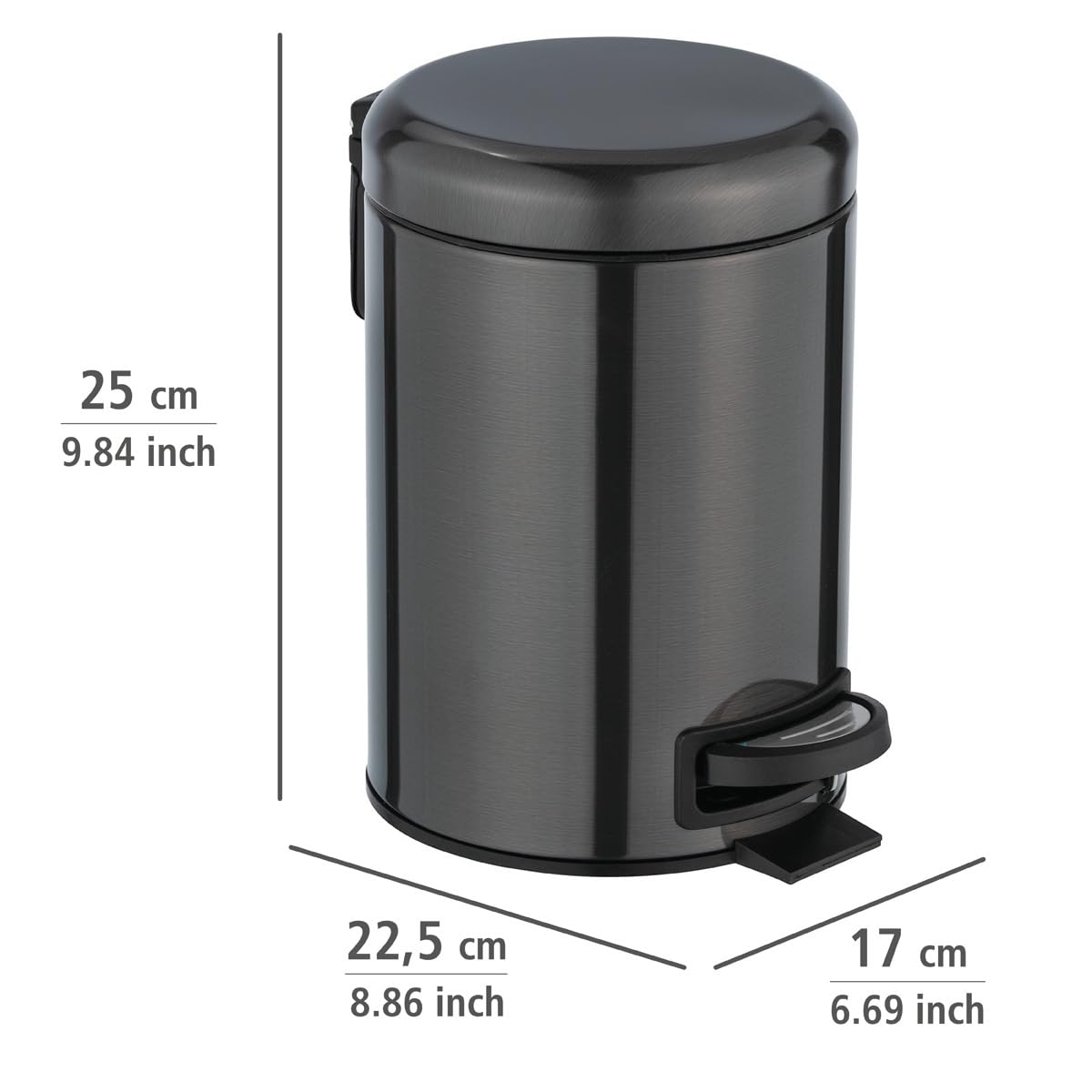 WENKO Leman Cosmetic Pedal Bin Matte Gold 3 L – Cosmetic Bin, Rubbish Bin with Anti-Fingerprint Capacity: 3 litres, stainless steel, 17 x 25 x 22.5 cm, gold