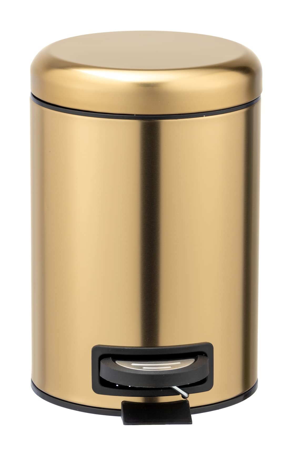WENKO Leman Cosmetic Pedal Bin Matte Gold 3 L – Cosmetic Bin, Rubbish Bin with Anti-Fingerprint Capacity: 3 litres, stainless steel, 17 x 25 x 22.5 cm, gold