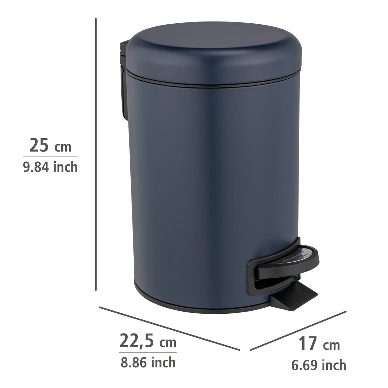 WENKO Leman Cosmetic Pedal Bin Matte Gold 3 L – Cosmetic Bin, Rubbish Bin with Anti-Fingerprint Capacity: 3 litres, stainless steel, 17 x 25 x 22.5 cm, gold