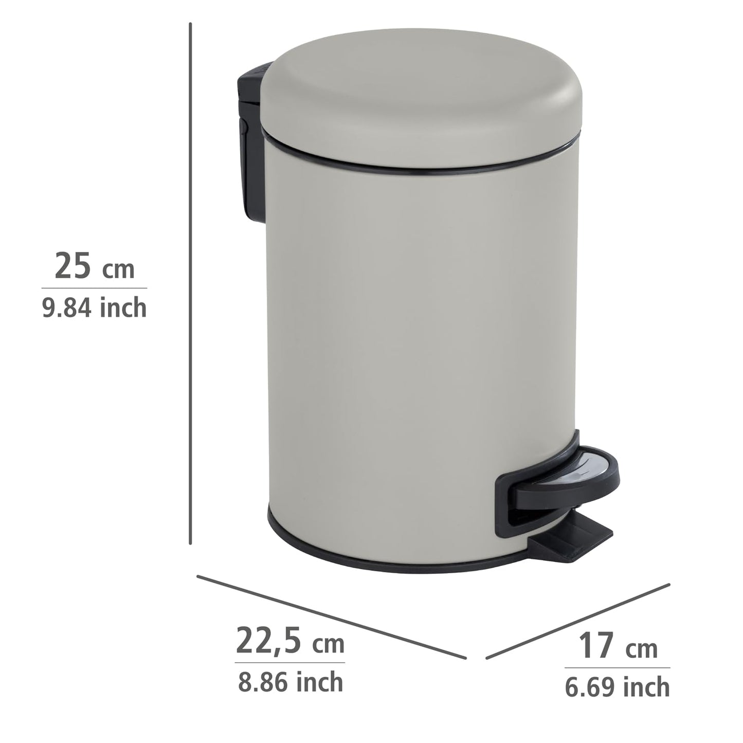 WENKO Leman Cosmetic Pedal Bin Matte Gold 3 L – Cosmetic Bin, Rubbish Bin with Anti-Fingerprint Capacity: 3 litres, stainless steel, 17 x 25 x 22.5 cm, gold