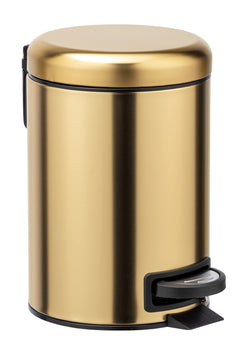 WENKO Leman Cosmetic Pedal Bin Matte Gold 3 L – Cosmetic Bin, Rubbish Bin with Anti-Fingerprint Capacity: 3 litres, stainless steel, 17 x 25 x 22.5 cm, gold