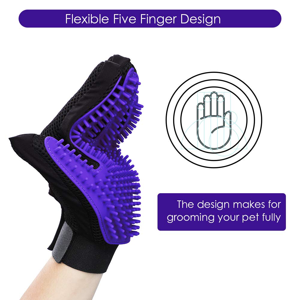 Pet Grooming Glove, Gentle Deshedding Brush - Efficient Pet Hair Remover Glove