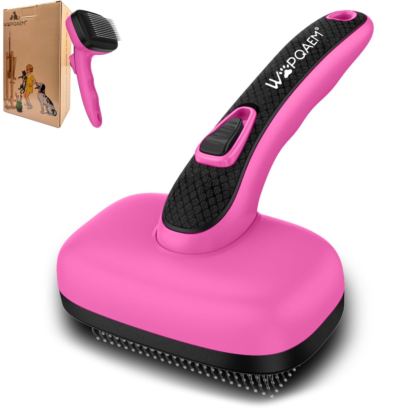 Hundebürste für Hunde und Katzen, selbstreinigend, Katzenbürste für Unterwolle und loses Fell