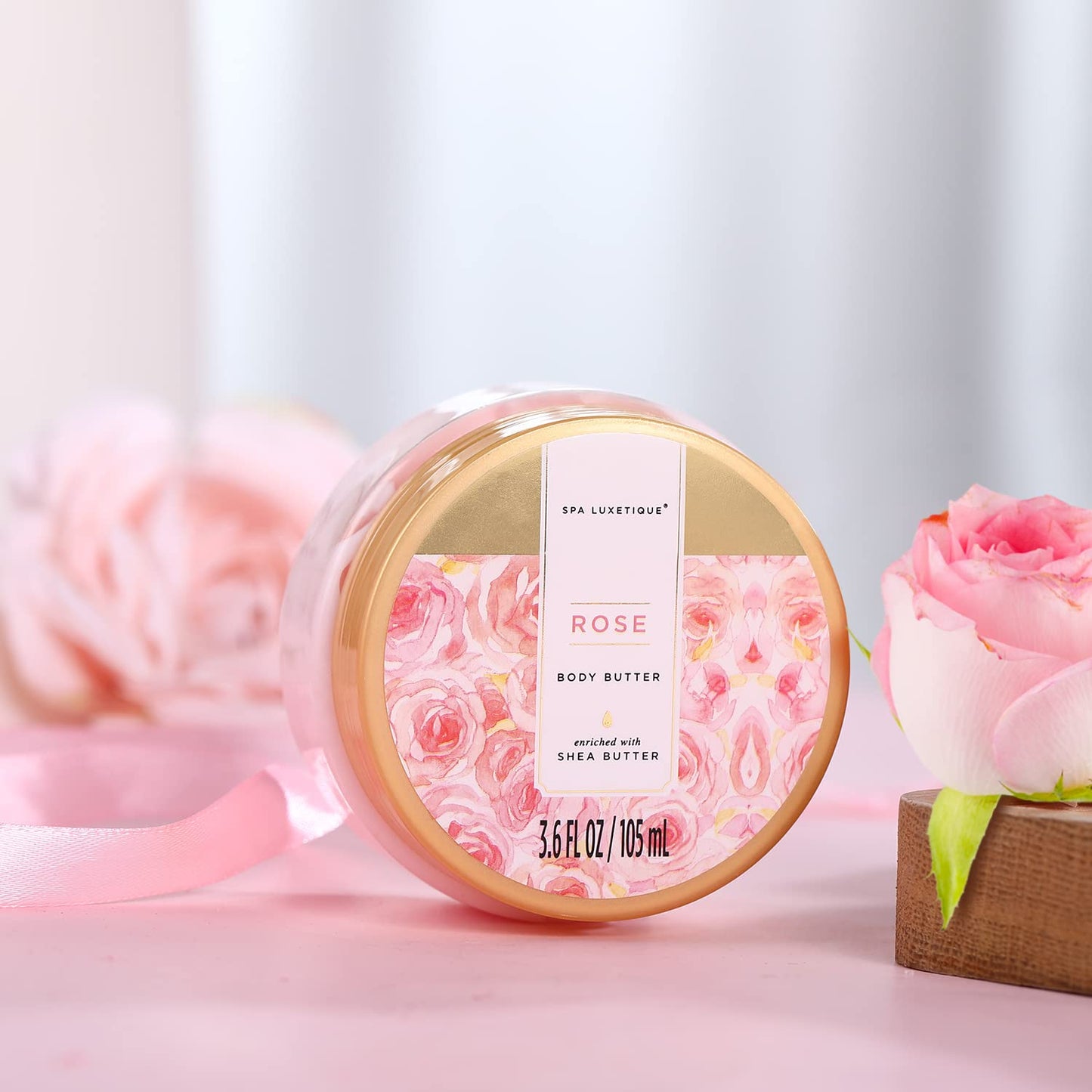 SPA LUXETIQUE Wellness Set für Frauen - 8tlg Rosenduft Bade Geschenkset für Frauen, Geburtstagsgeschenk Beauty Set mit Deko Badewanne